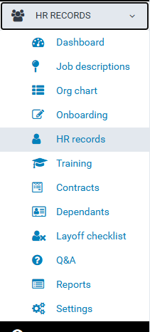 PerfectoCRM Personel Kayıtları alt menüsü