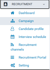 PerfectoCRM İşe Alım alt menüsü